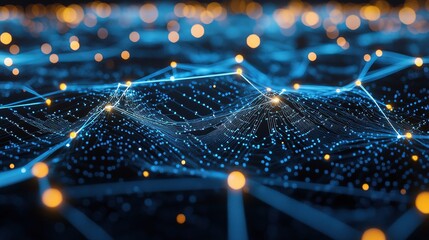 Poster - Abstract Circuit Board Technology with Blue Lines and Lights