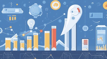 Leinwandbilder - Illustration of product lifecycle management showcasing innovation market entry product development strategy