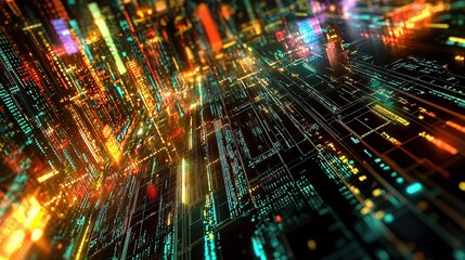 Poster - Futuristic Digital Technology Concept with Illuminated Cityscape