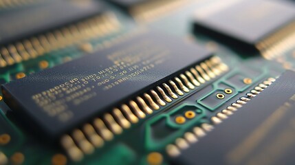 Poster - Close-Up of an Electronic Circuit Board with a Chip Detail