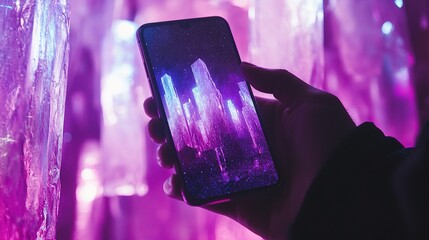Poster - Hand Holding Smartphone Displaying Futuristic Metaverse Concept