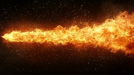 Wall Mural - Fiery stream of fire against a black background.