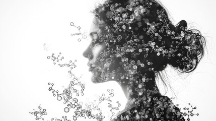 Poster - Unique portrait blending human form with bubbles reflecting creativity and imagination