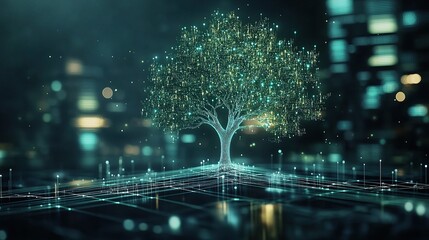 Poster - Futuristic 3D Tree Data Visualization with Branching Graph Lines