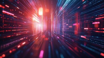 Poster - Glowing Fiber Data Transfer Concept with Vibrant Lines and Light Effects