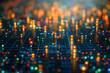 © RISHAD - Futuristic digital grid with glowing lines and data points in abstract technology scene