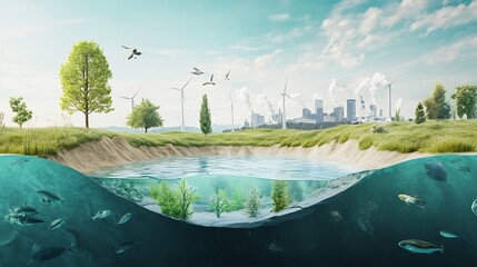Leinwandbilder - Highresolution depiction of sustainability initiative focusing environmental impact corporate governance