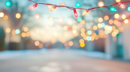 Poster - Enchanting Holiday Lights on a Blurred City Street at Night