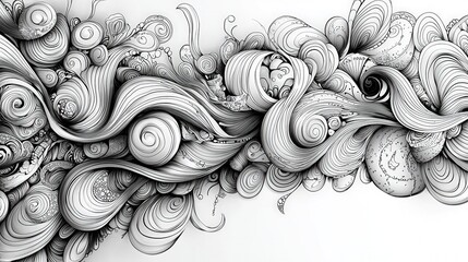 Poster - An elaborate arrangement of swirling lines and circular forms creates a captivating abstract design. The artwork emphasizes flowing shapes and intricate details, showcasing creativity