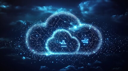Poster - Digital Transformation Concept with Interconnected Lines and Cloud
