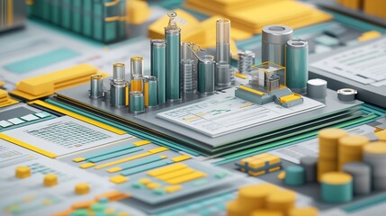 Poster - Highdetail visualization of financial accounting workflow showcasing ledger entry balance sheet financial statement