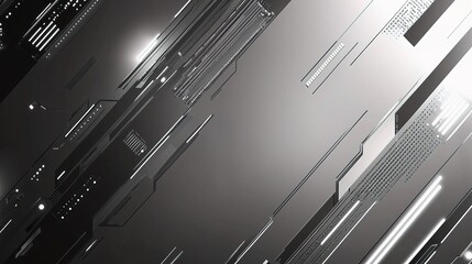 Poster - Futuristic Gray Technology Background with Abstract Lines and Scale