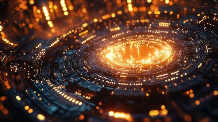 Poster - Glowing Central Processor Concept with Circuit Lines and Light Effects