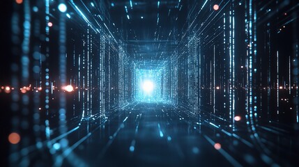 Poster - Abstract Technology Concept of Big Data Connection with Lights