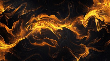 Wall Mural - An abstract swirl of fiery orange and deep black, evoking a sense of motion and energy.