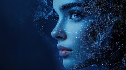 Poster - Concept of Machine Learning Forming in a Woman's Face Illustration