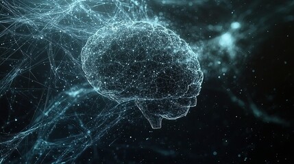 Poster - Digital Brain with Neural Connections and AI Powered Design Concept