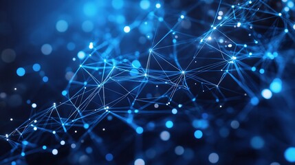 Poster - Intricate Blue Electronic Circuit Board Design with Scattered Lines