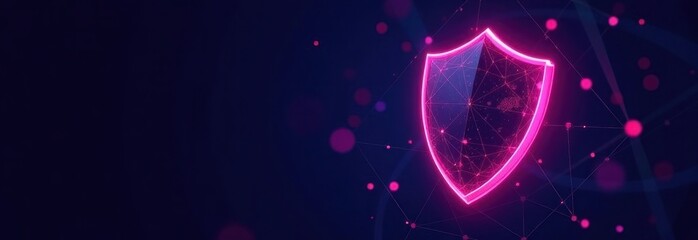 Poster - Glowing shield protecting data in cyberspace
