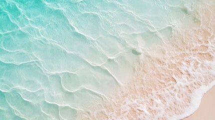 Poster - Tranquil turquoise water gently washes onto a pristine white sand beach, creating a serene and idyllic tropical paradise, perfect for summer holidays and relaxing getaways