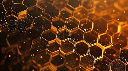 Poster - Abstract Honeycomb Technology Illustration with Interconnected Lines