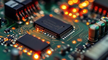 Poster - Close-Up of CPU Chip Featuring Intricate Circuitry and Details
