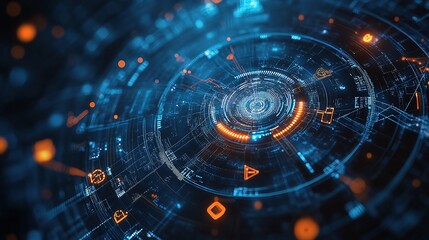 Poster - Abstract Technological Background with Interconnected Lines and Circles