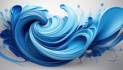 Poster - striking abstract swirl of blue paint on light background dynamic movement and texture showcasing a 