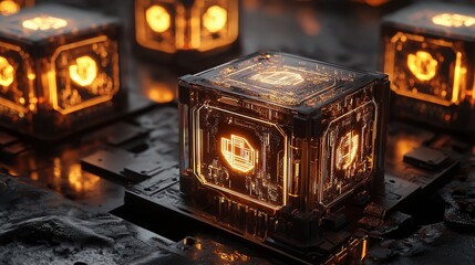 Poster - Futuristic Concept of CPUs and Processors in Abstract Digital Scene