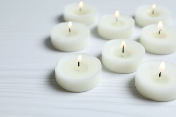 Beautiful composition with candles on the table