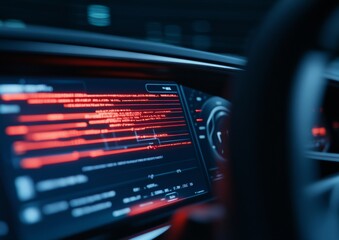 Poster - Futuristic Car Dashboard Display with Digital Navigation and Futuristic Features in a Smart Vehicle, Technology Emphasis on Futuristic Car Interface