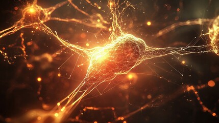 Poster - Abstract Neuron Background with Glowing Lines and Dynamic Structure
