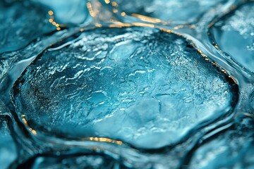 Poster - Glass texture showcasing fingerprints and reflections in vivid blue tones