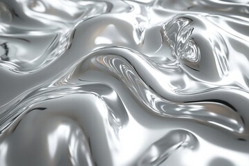 Poster - Glossy metallic surface displays intricate reflections and cool tones