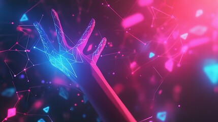 Poster - Digital Interaction by Woman's Hand in a Metaverse Concept