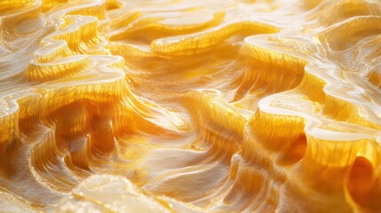 Poster - Abstract texture of flowing, golden, organic forms resembling a landscape.