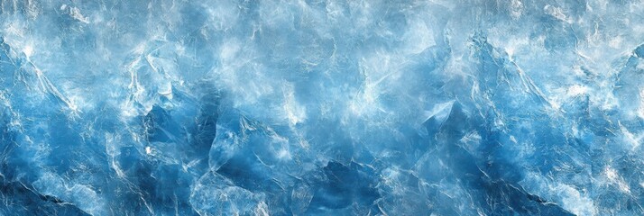 Poster - Ice textures displaying blue and transparent shades with intricate details