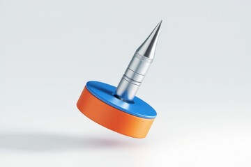 Aufkleber - A metallic spike inserted into a vibrant orange and blue circular base, suggesting a modern design or tool.