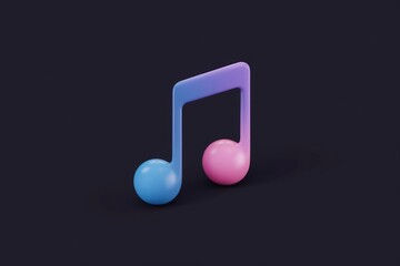 Fototapete - A 3D rendered pastel-colored musical note, symbolizing music and audio.