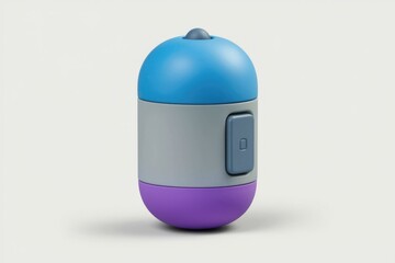 Fototapete - A colorful, capsule-shaped device with a button, possibly a portable power bank or smart gadget.