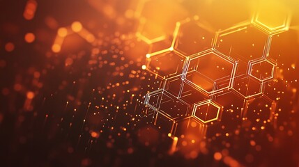 Poster - Abstract Honeycomb Technology Illustration with Glowing Lines and Patterns