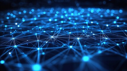 Poster - Blue Hologram Interfaces with Digital Lines and Circular Patterns