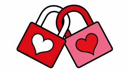 Aufkleber - Two intertwined padlocks with hearts symbolize love, unity, and a strong bond.