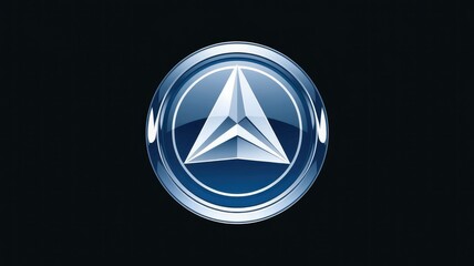Aufkleber - A stylized, glossy blue triangle emblem within a circular frame, representing modern technology or a company logo.