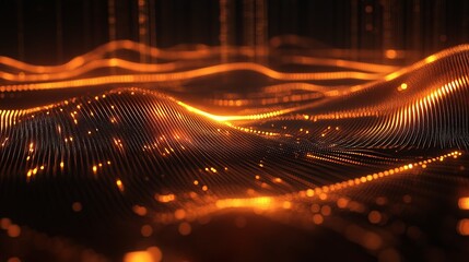Poster - Futuristic 3D Network Flow Diagram with Glowing Lines and Scale