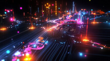 Poster - Consumer behavior represented dynamic glowing pattern showing datadriven pathways