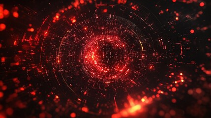 Poster - Abstract Digital Technology Background with Glowing Red Lines
