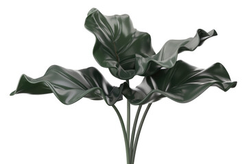Aufkleber - Stylized dark green leaves with wavy edges, isolated on white background. background removed