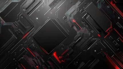 Poster - Futuristic Gray Technology Background with Abstract Lines and Scale