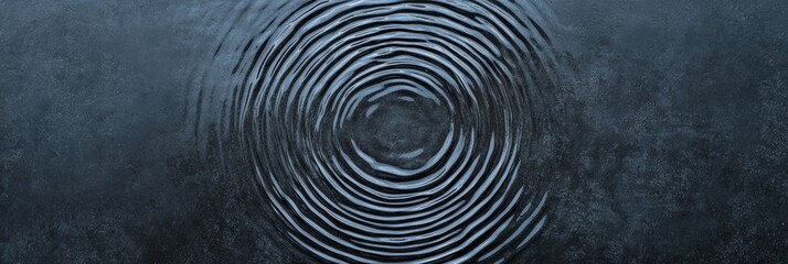 Poster - Concentric ripples expanding on a dark water surface, creating a mesmerizing pattern, suggesting tranquility and disturbance at the same time